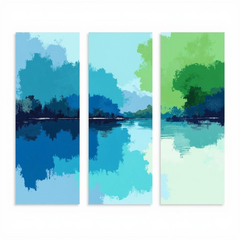 Modern Blue and Green Abstract Art Set