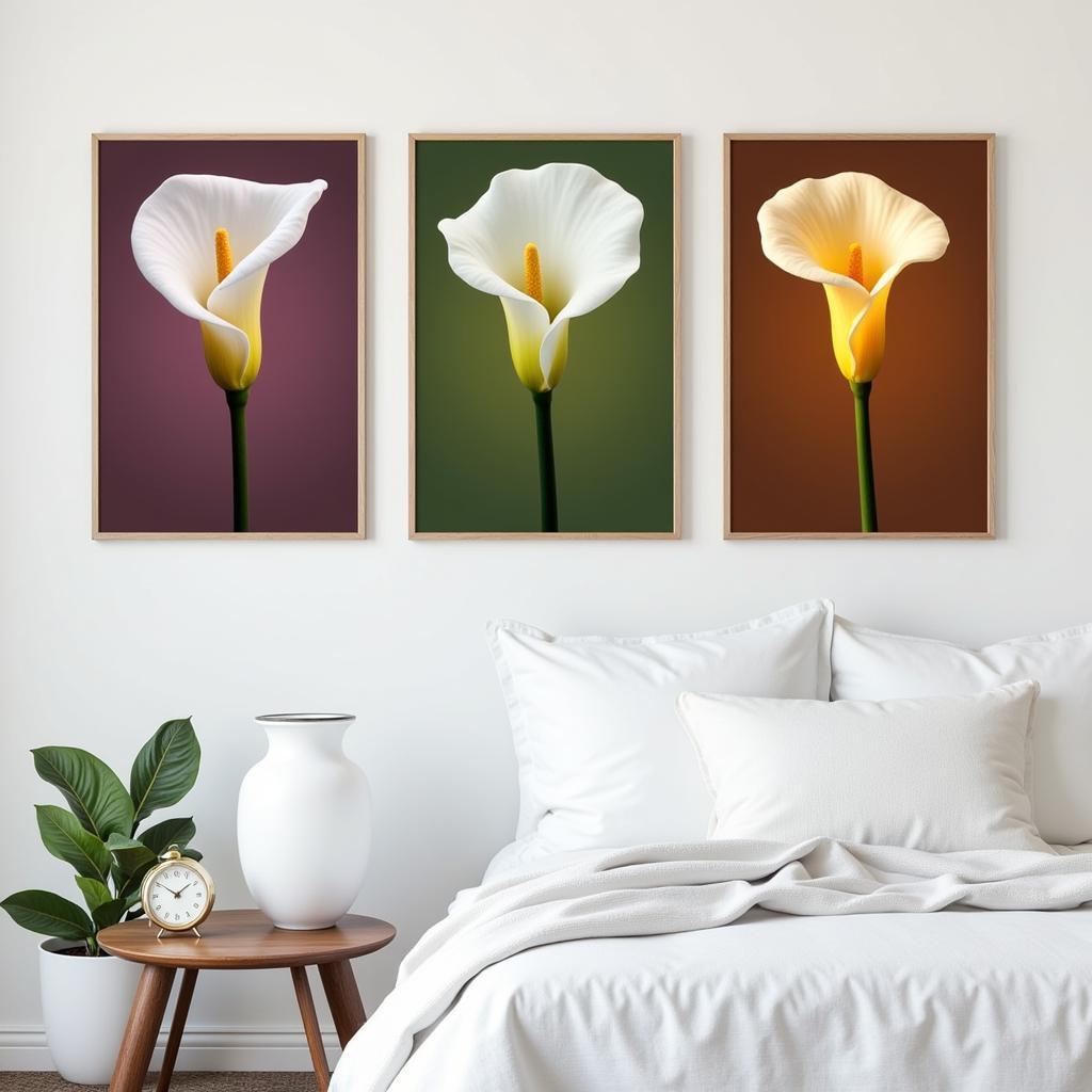 Bộ tranh hoa calla lily treo trang trí phòng ngủ