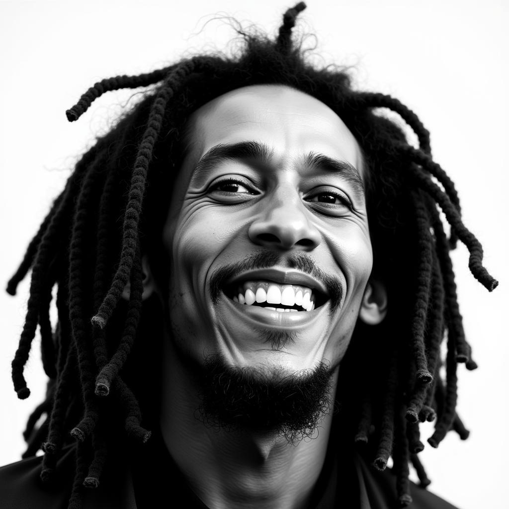 Chân dung Bob Marley đen trắng