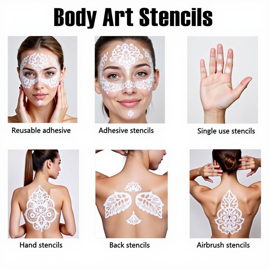 Various Body Art Stencils