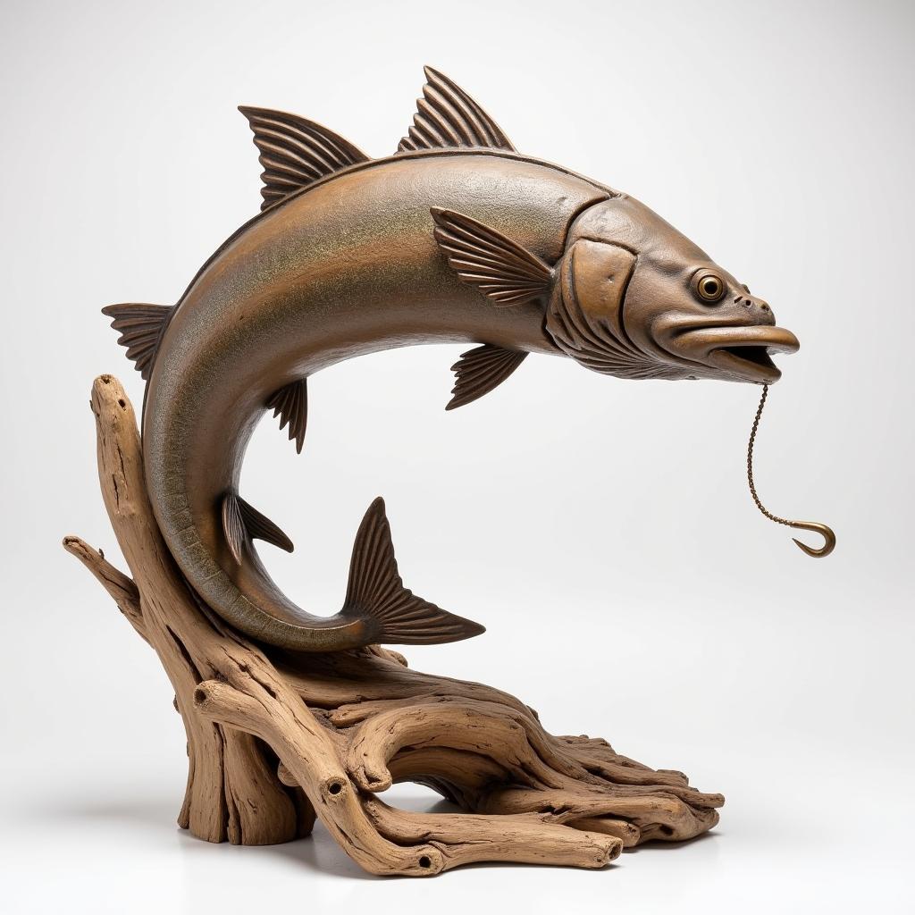 Driftwood sculpture of a bonefish