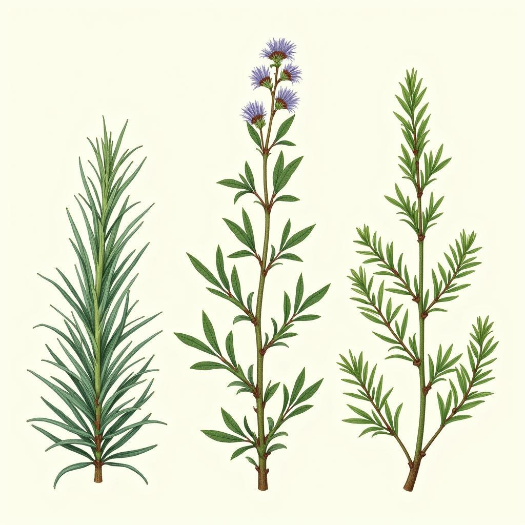 Detailed Botanical Illustration of Herbs