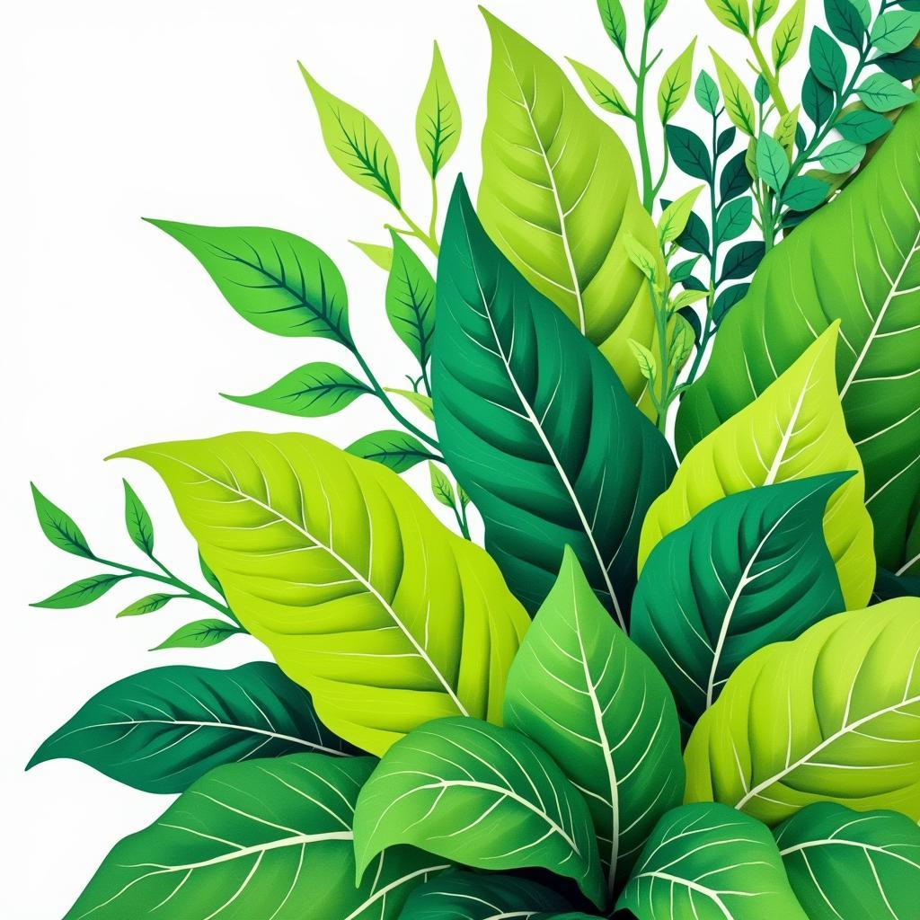 Botanical Lime Green Wall Art with Lush Foliage