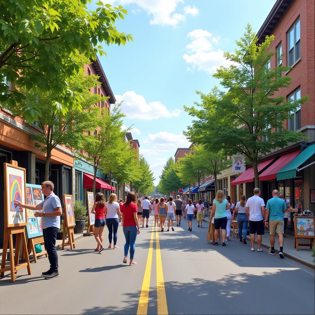 Crowds enjoying the Bothell Art Walk