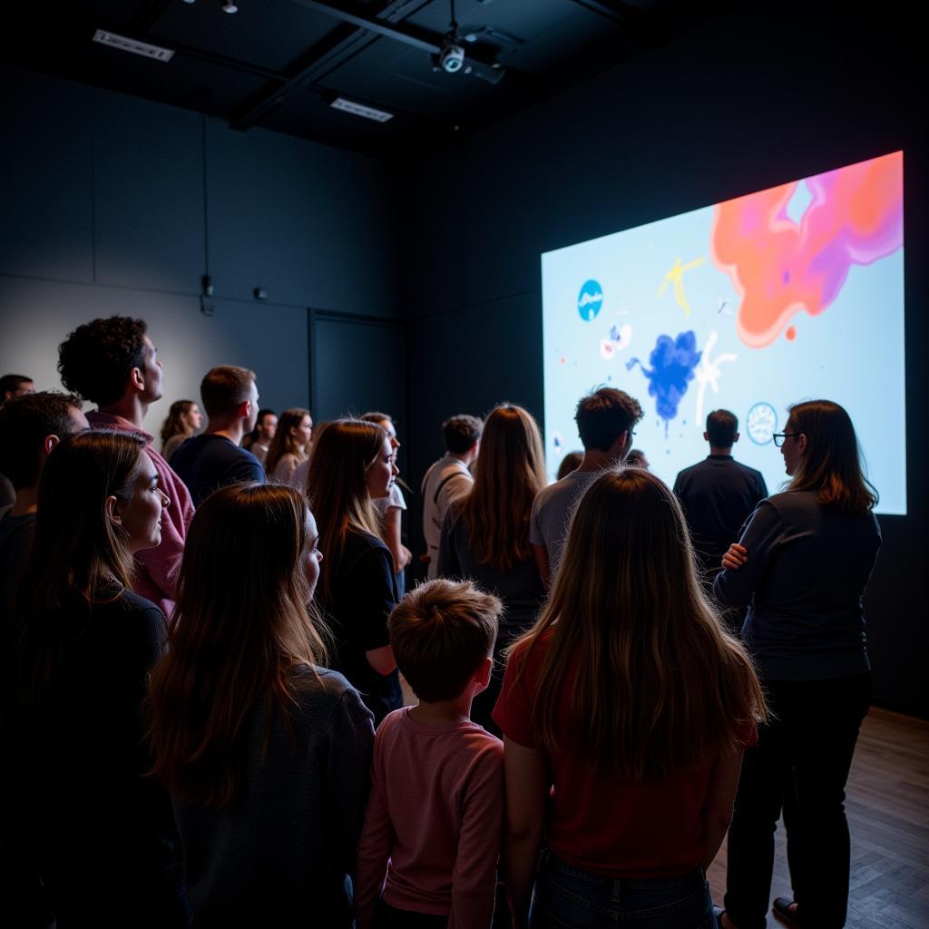 Diverse group of people experiencing boundary art