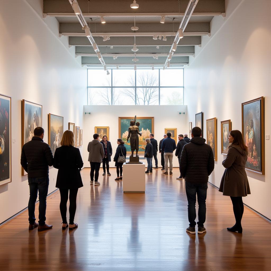 Interior of an art gallery during Art Walk in Bozeman