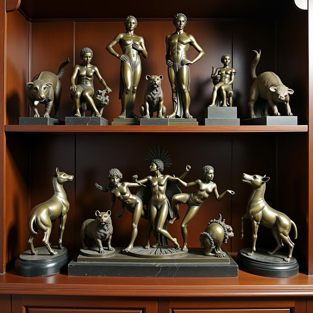 Bronze Figurines: Art Deco Geometric Patterns