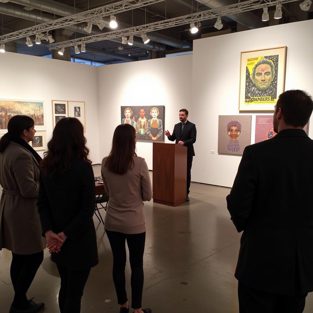 An artist giving a talk at the Brooklyn Art Book Fair