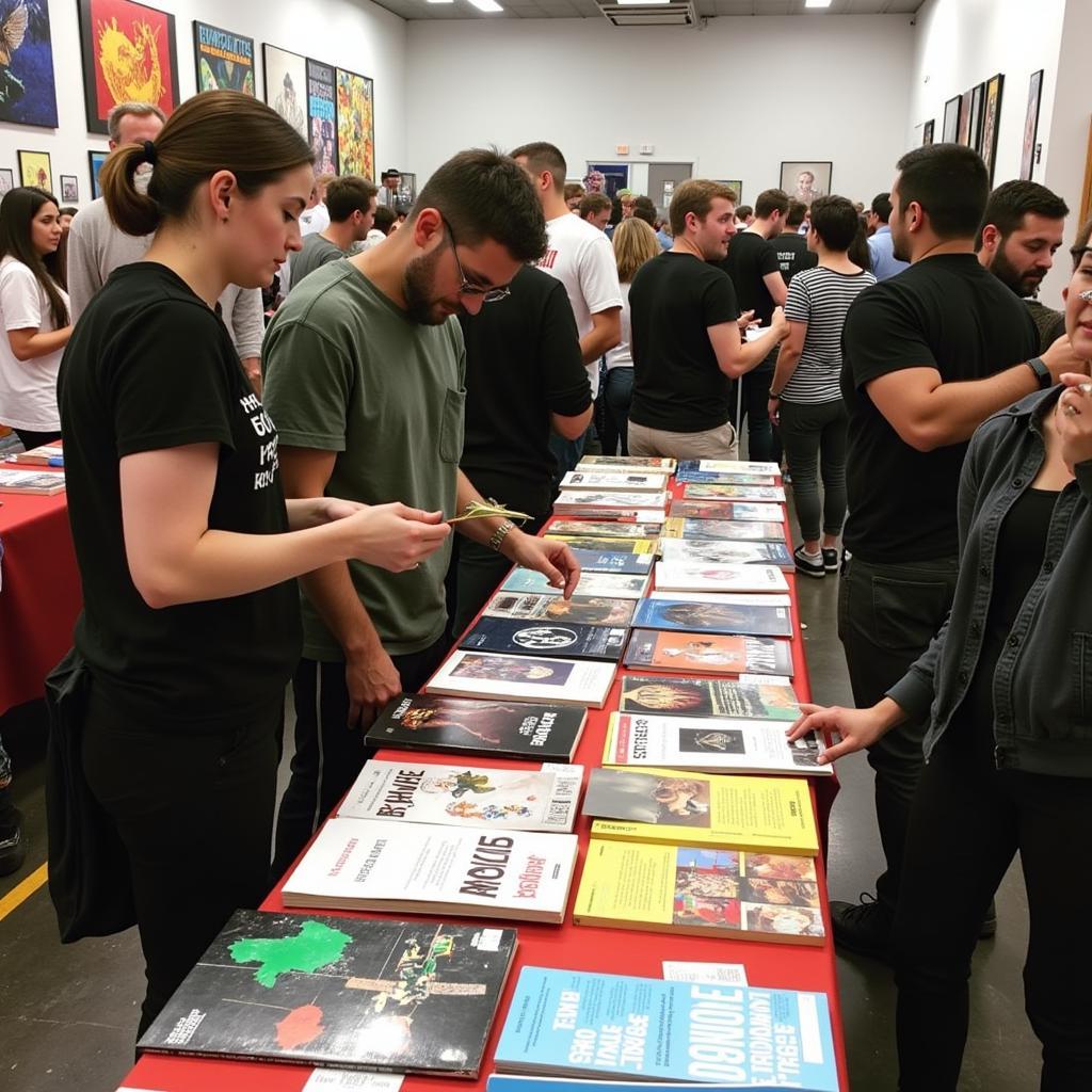 Attendees browsing art books at the Brooklyn Art Book Fair