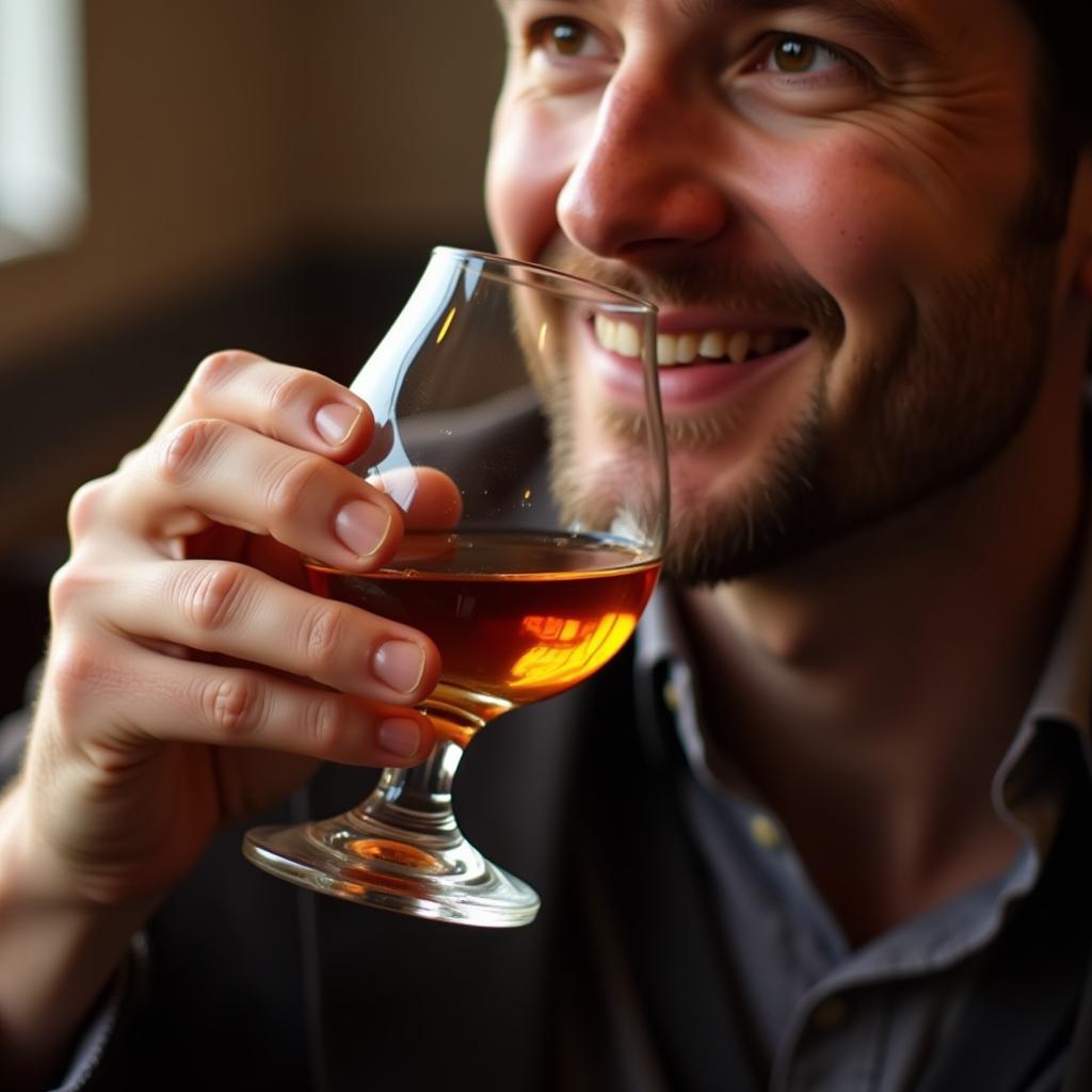 A person enjoying a dram of Bruichladdich Black Art 10.1