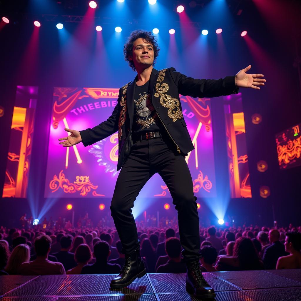 Bruno Mars performing live on his 24K Magic World Tour