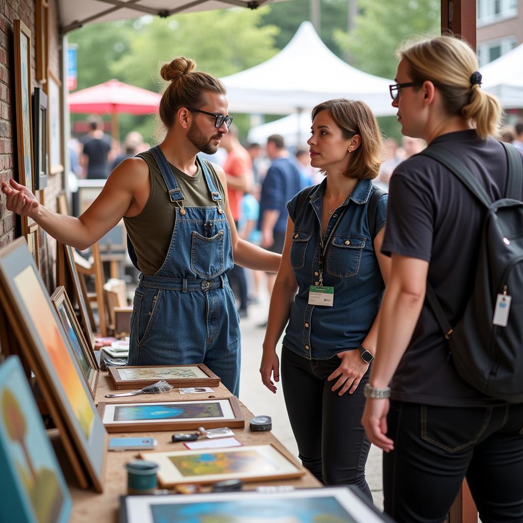 Brunswick Maine Art Festival: Artist Talking to Visitors