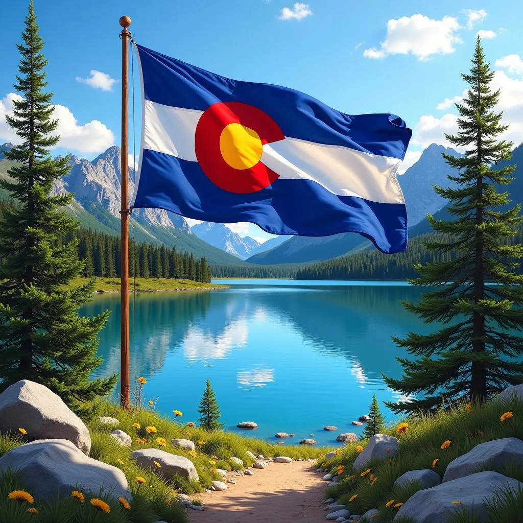 Bức tranh phong cảnh cờ Colorado