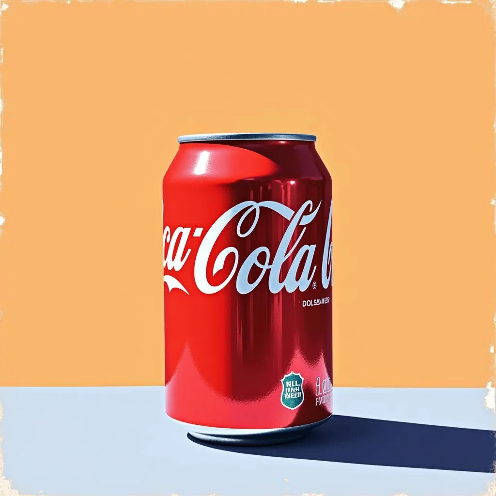 Bức tranh Pop Art Minimalism với hình ảnh lon Coca Cola màu sắc rộn ràng trên nền đơn giản