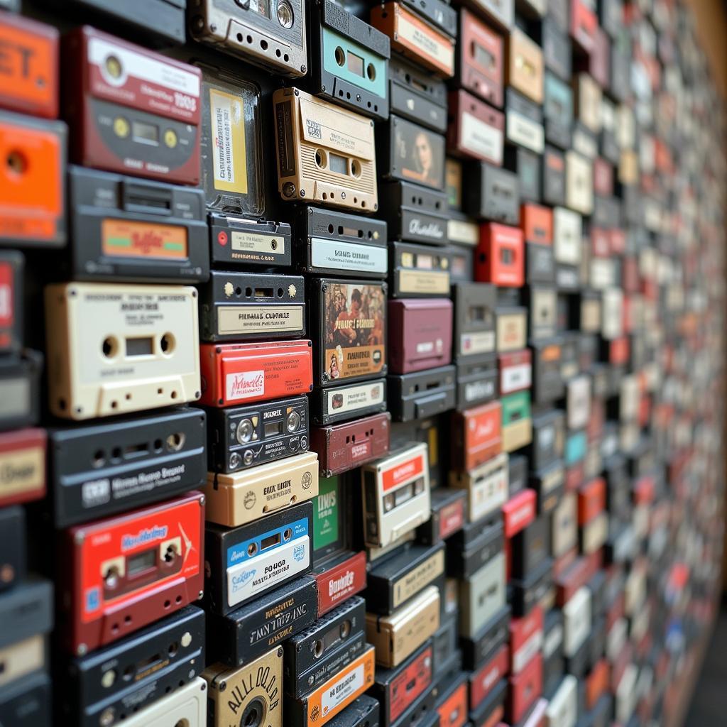 Bức tường trang trí bằng cassette tape