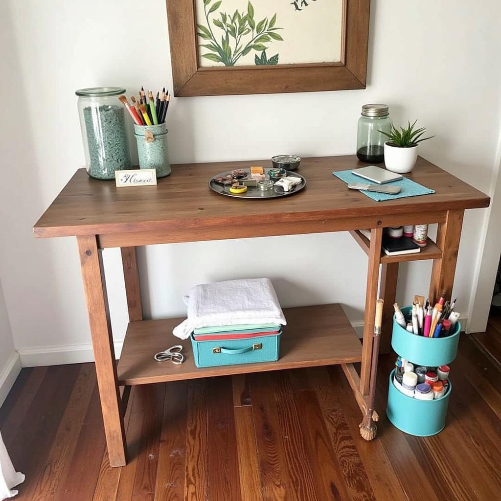 Budget-Friendly Art Studio Set with Repurposed Furniture