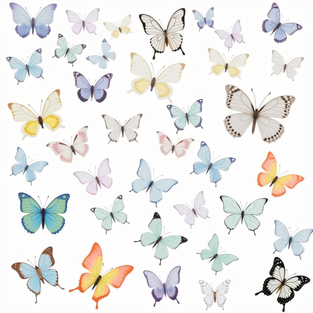 Assortment of butterfly nail art stickers