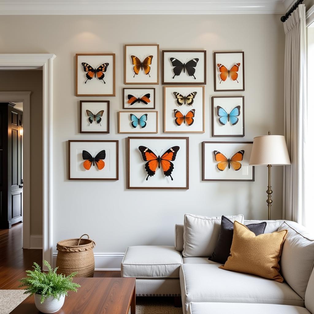 Butterfly Wall Decor in a Living Room