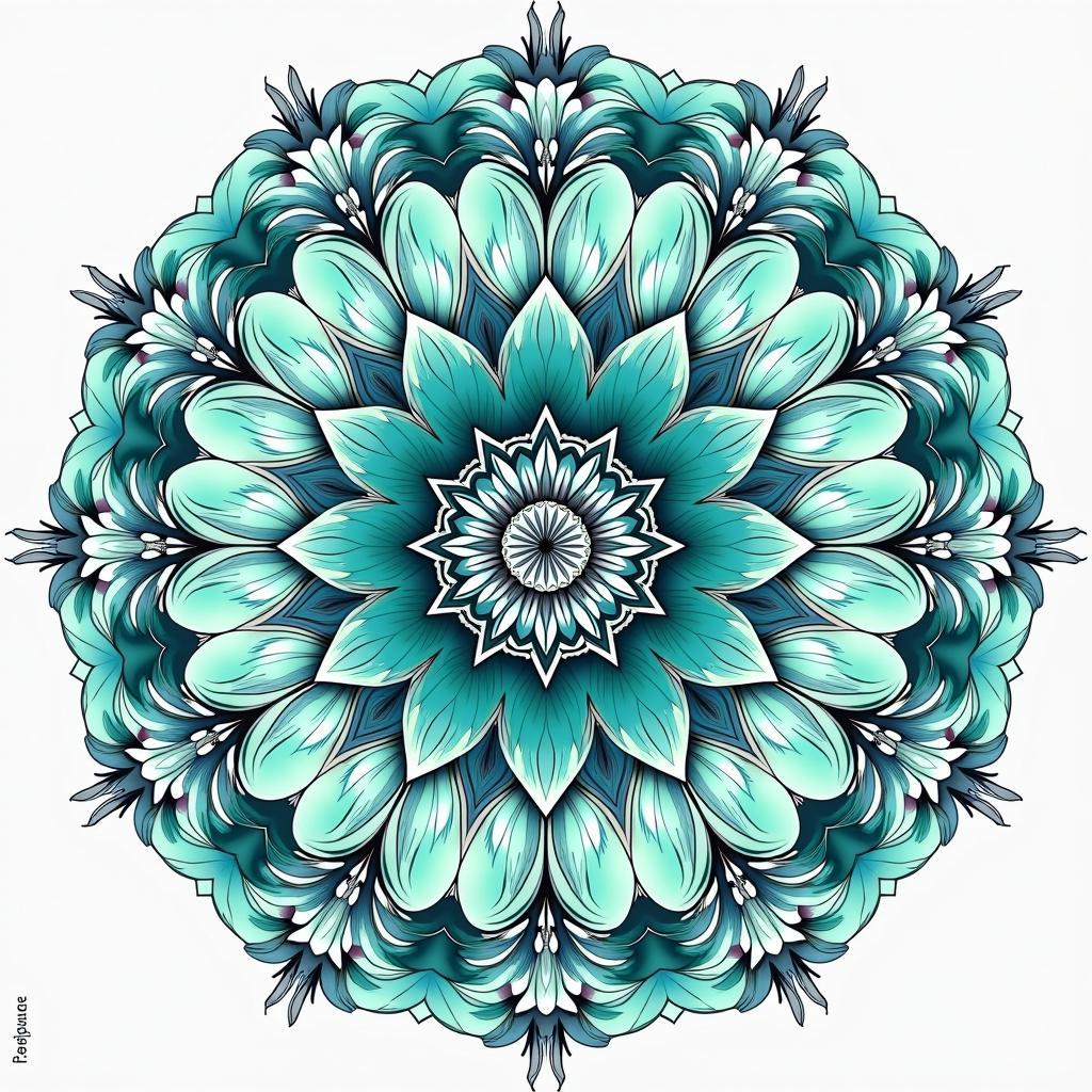 Calming Blue Green Mandala Art Print