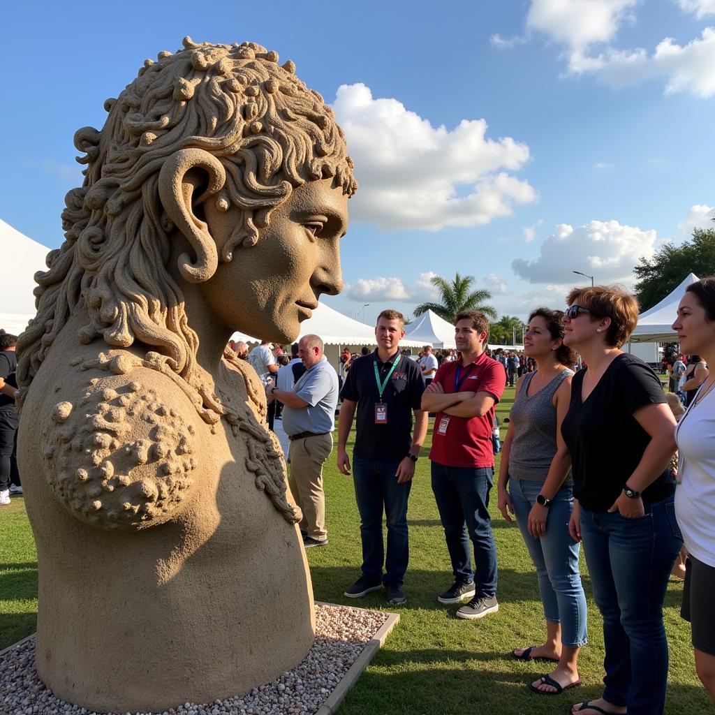 Cape Coral Art Show Attendees Admiring Sculpture