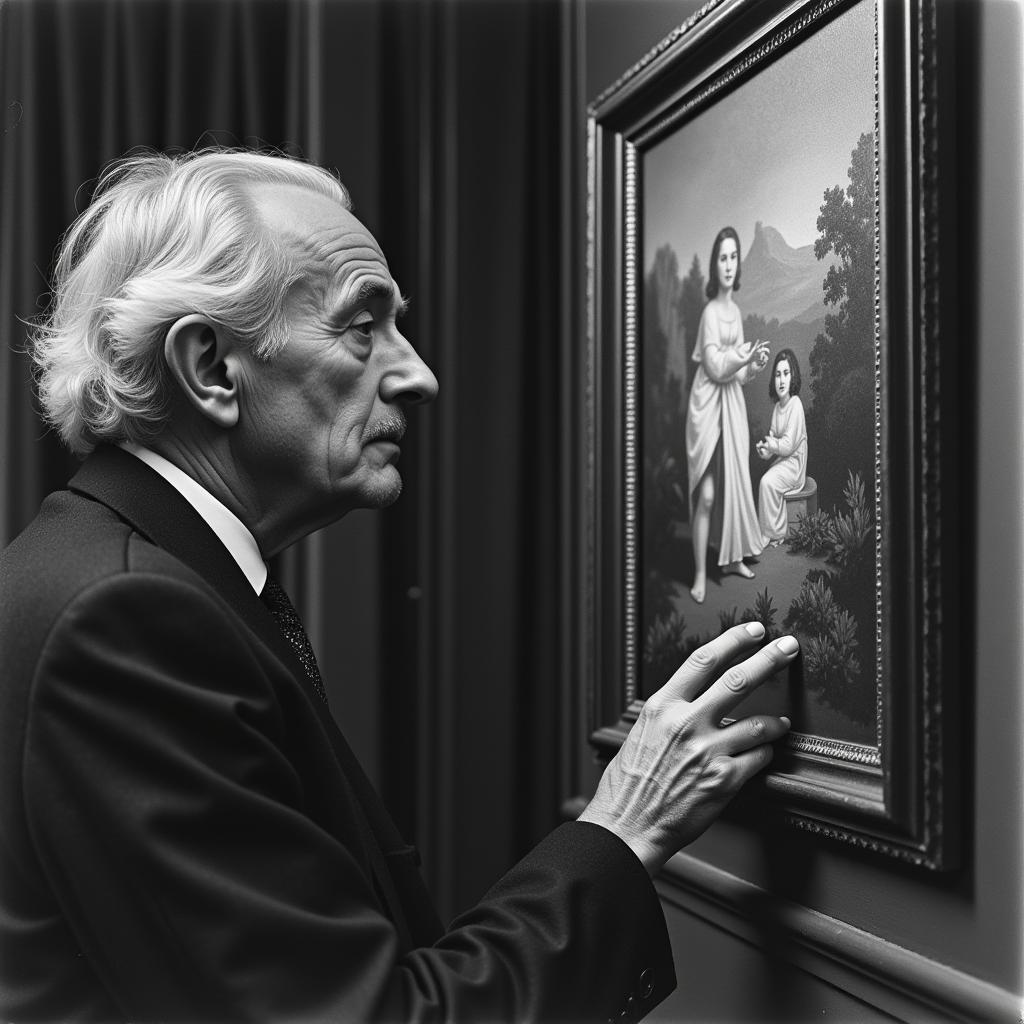 Carl Jung examining a painting