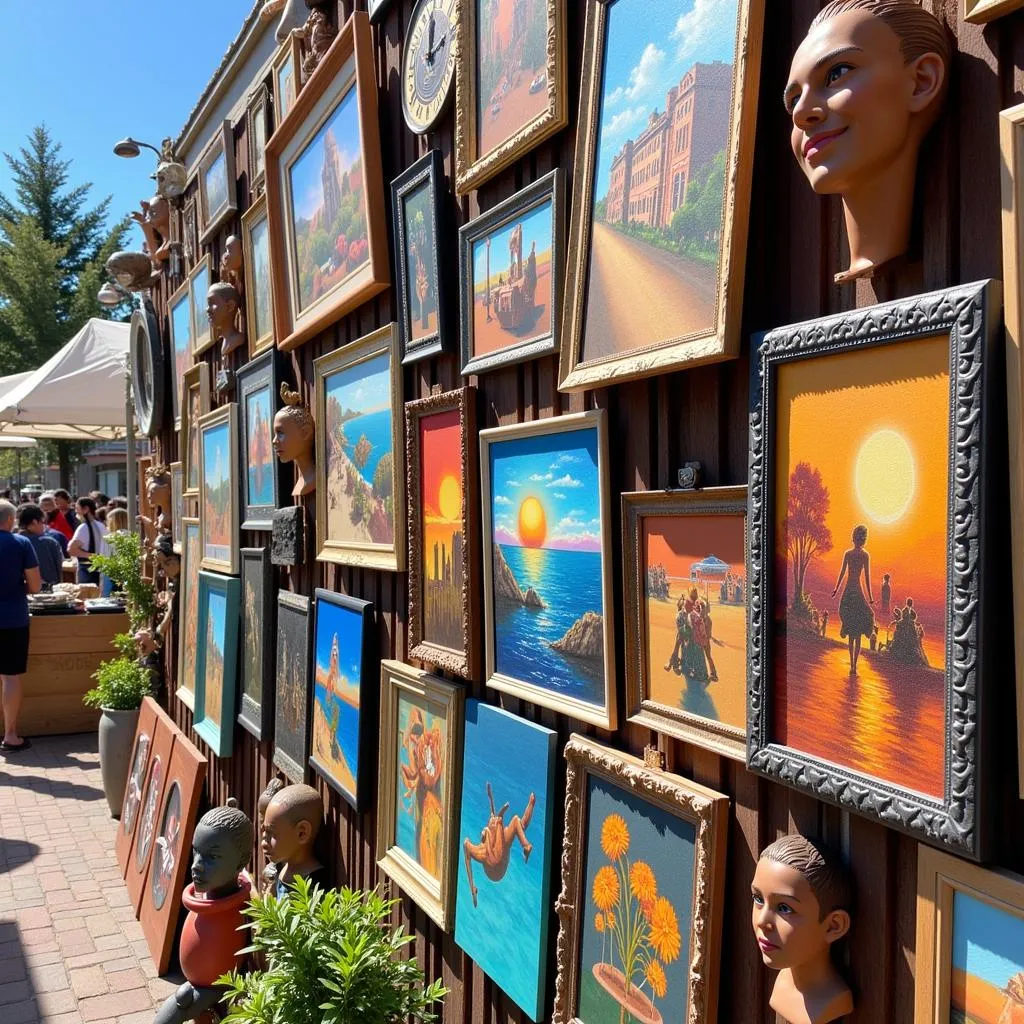 A colorful display of artwork at Carlsbad Art in the Village 2024