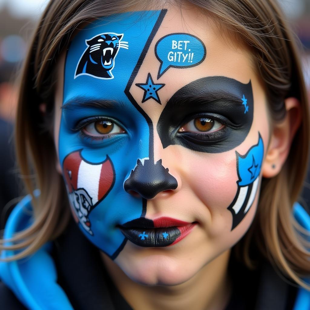 Carolina Panthers Inspired Face Paint