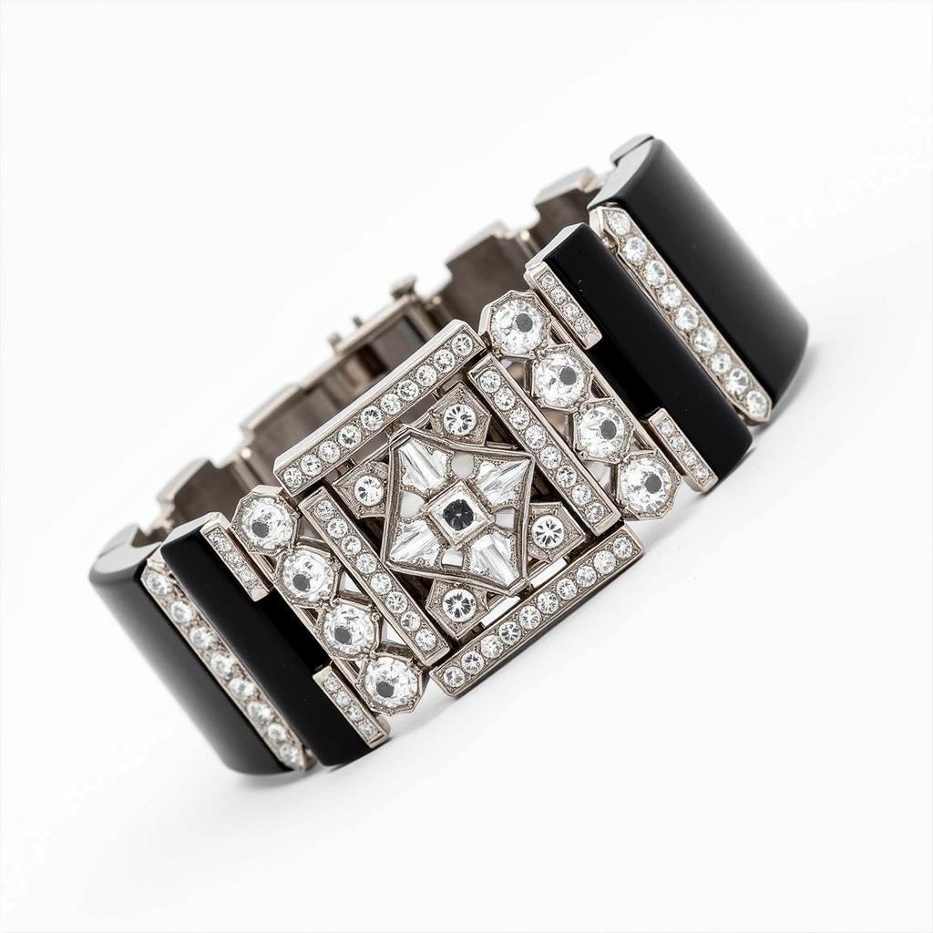 Art Deco Cartier bracelet in platinum, diamonds, and onyx