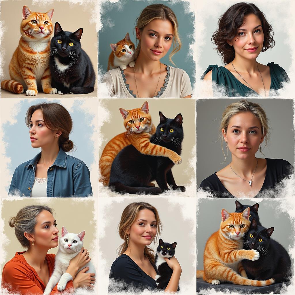 Diverse Cat Lady Art Styles