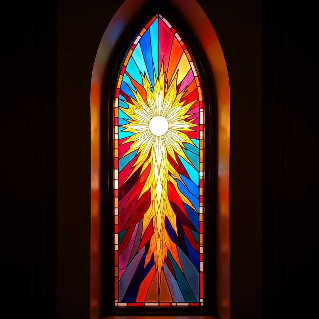 Catholic Wall Art: Abstract Stained Glass Panel Depicting the Holy Spirit