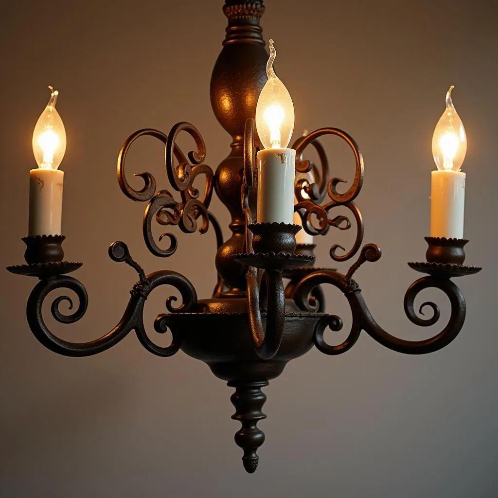 Wrought Iron Chandelier with Intricate Design