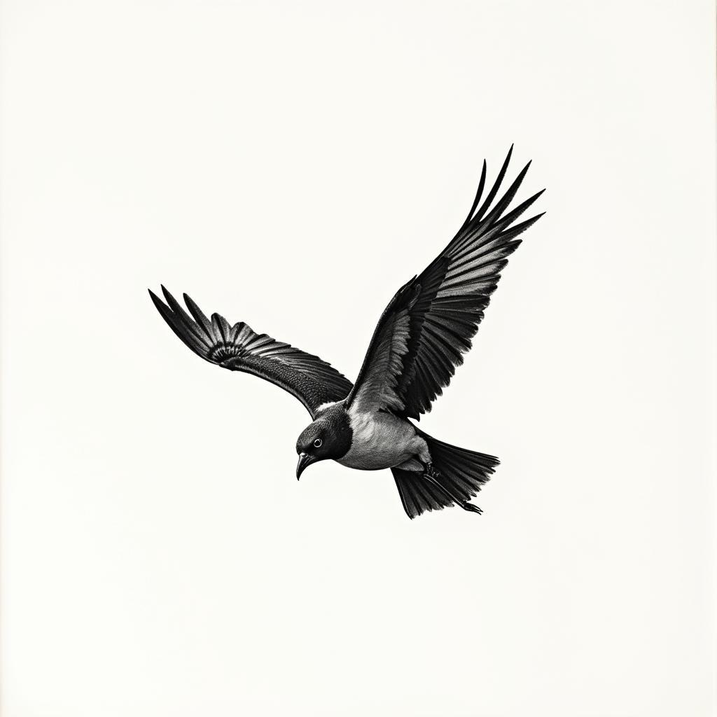 Charcoal Drawing of a Bird in Flight