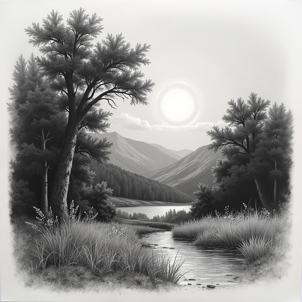 Charcoal Stick Landscape Drawing: Creating Depth and Texture