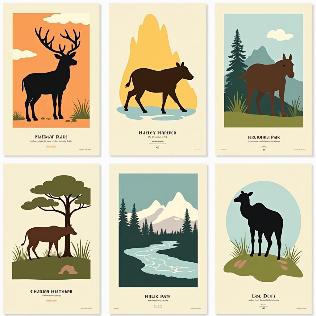 A collection of Charley Harper National Parks posters