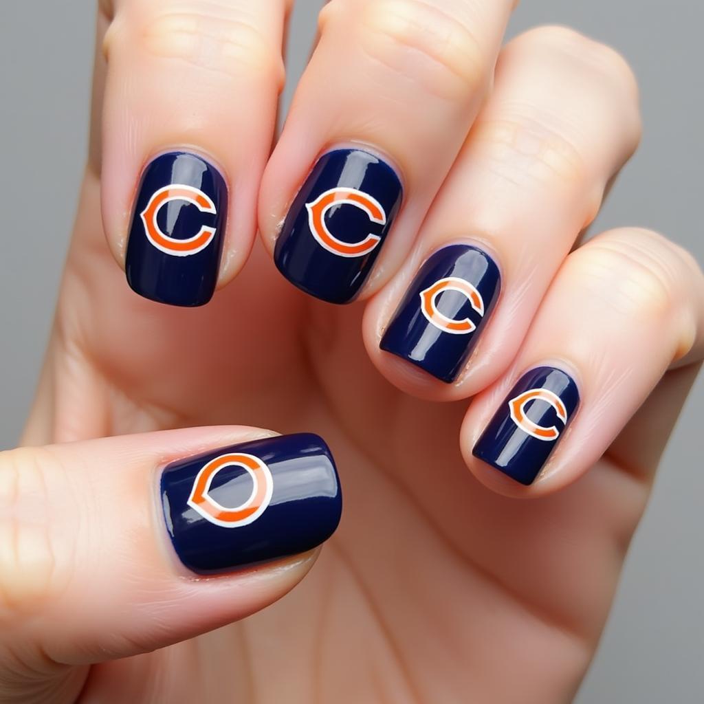 Chicago Bears logo nail art