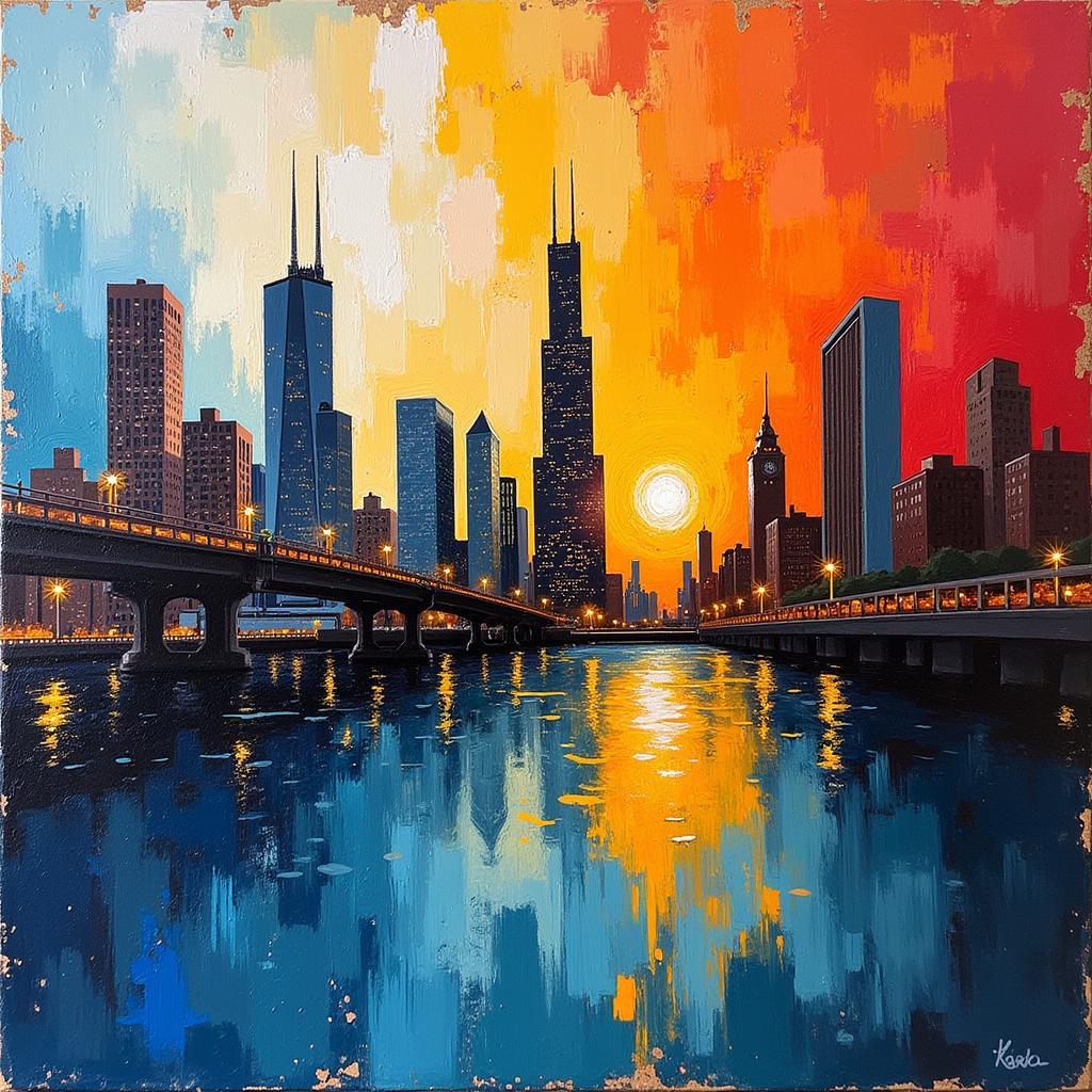 Chicago canvas art tranh trừu tượng