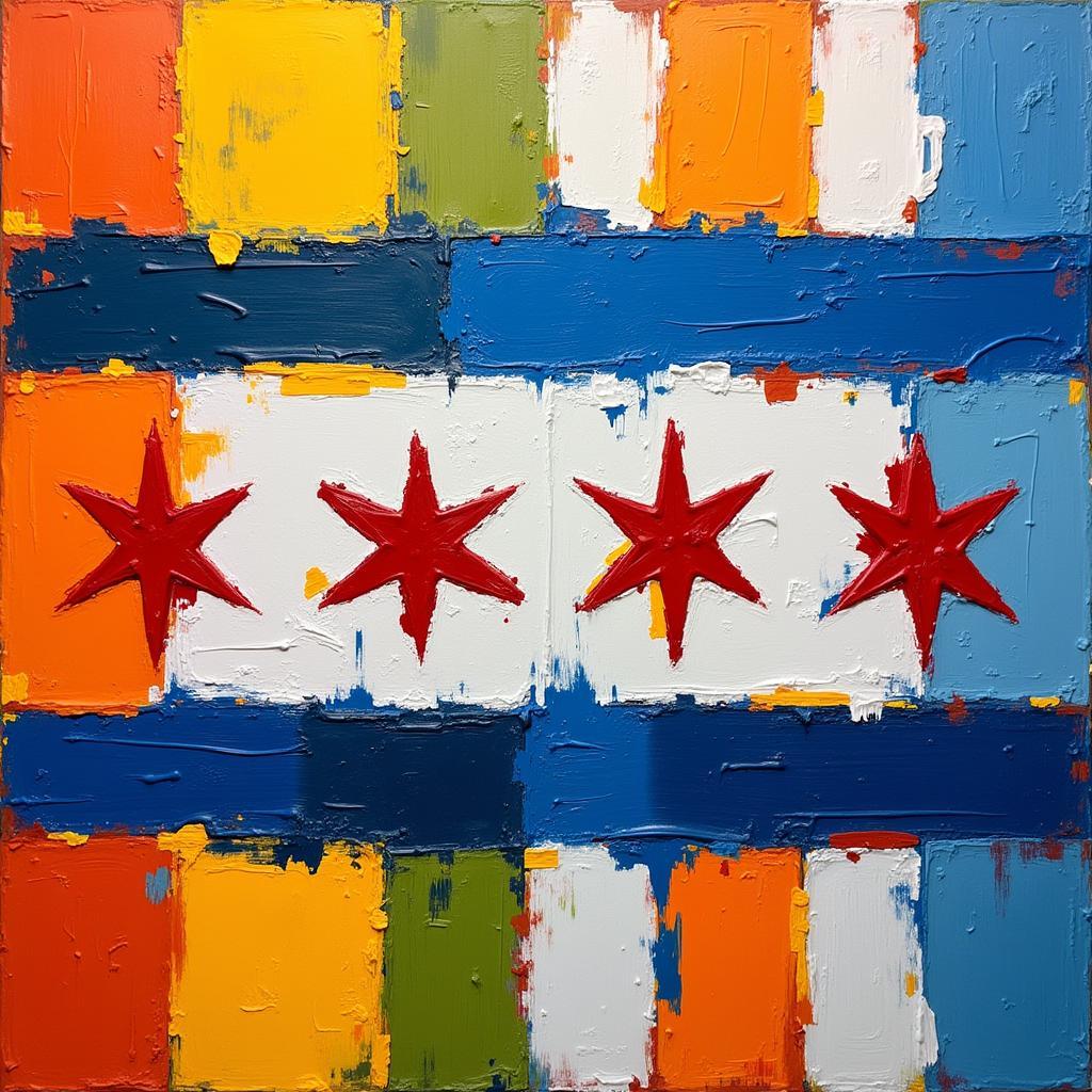 Chicago flag abstract painting