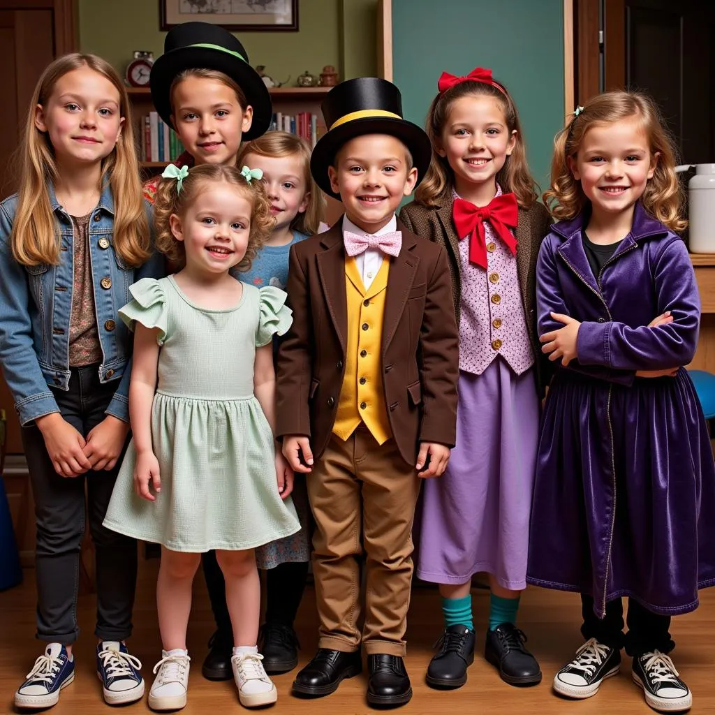 Children Dressed as Roald Dahl Characters for a School Play