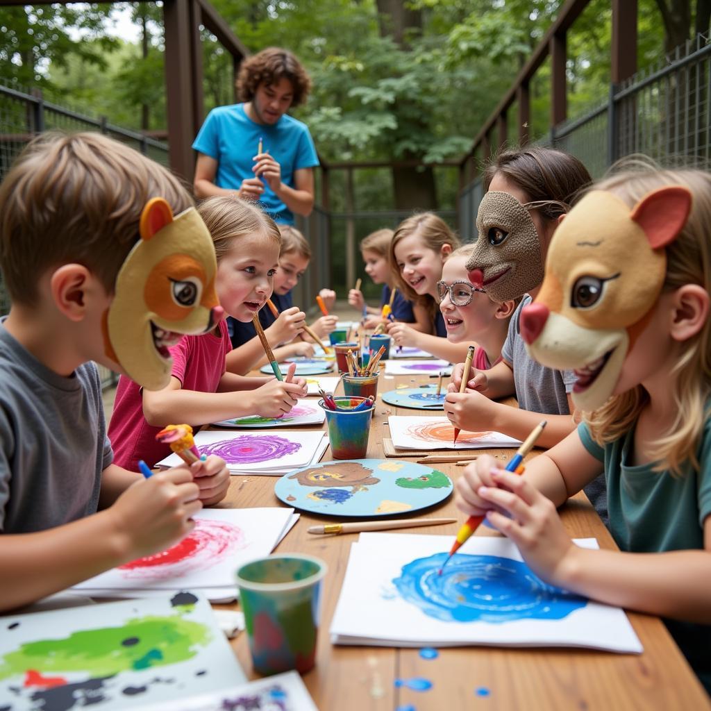 Children Participating in Art Workshop at the Zoo