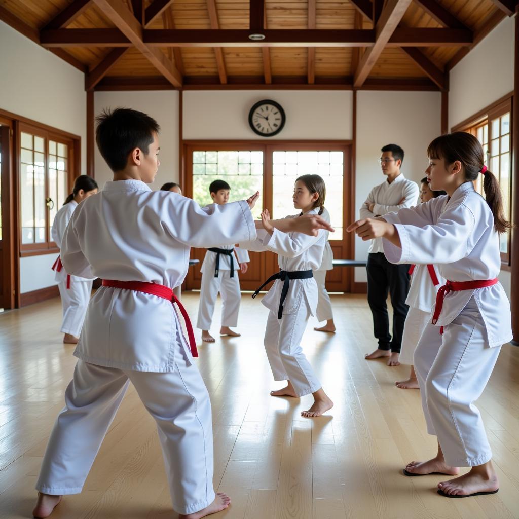 Students Practicing Choi Kwang Do Techniques