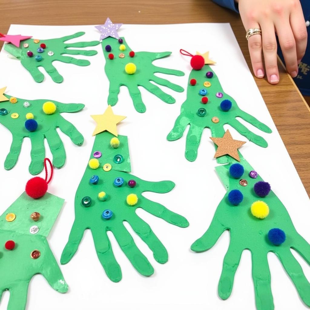 Christmas Handprint Tree with Ornaments