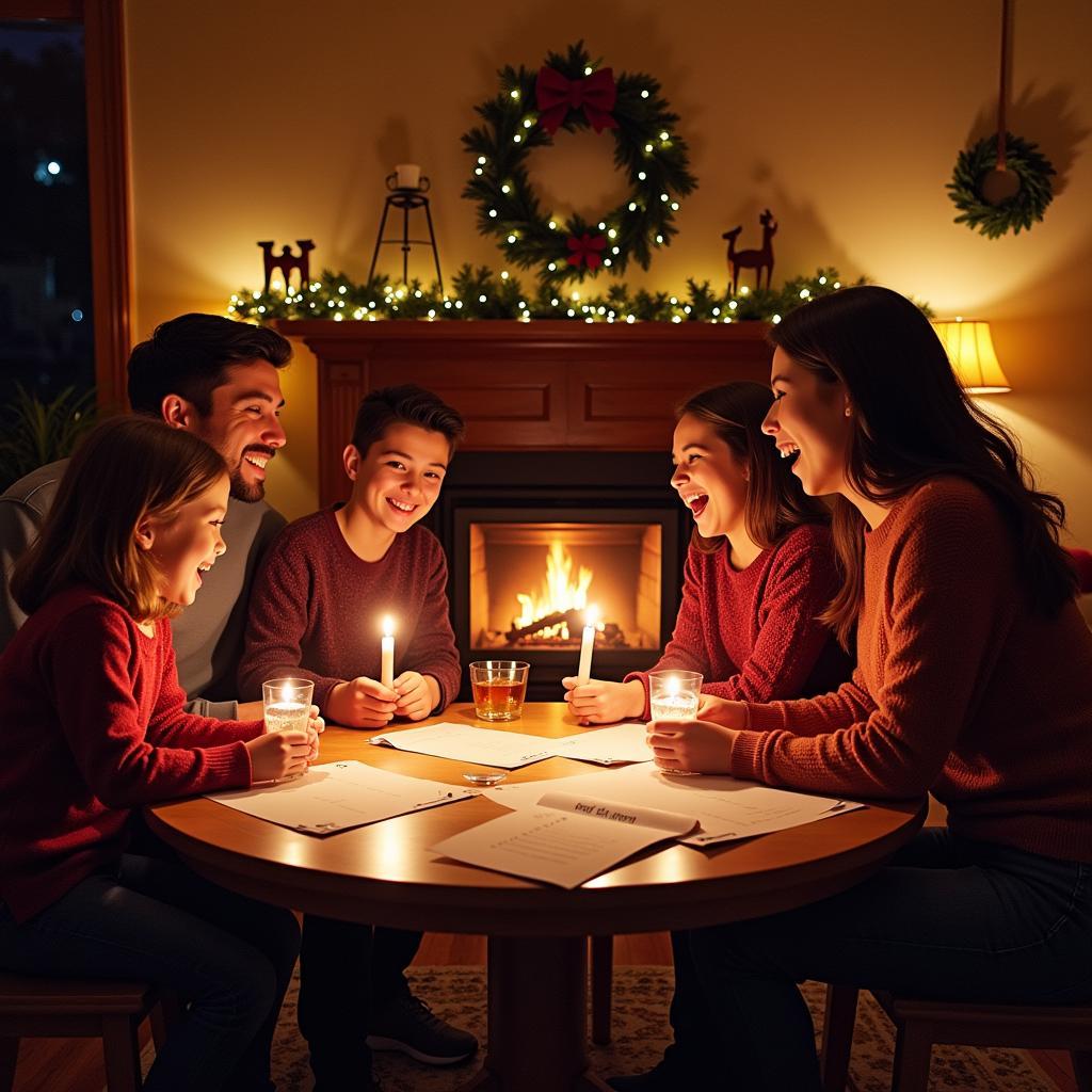 Family playing Christmas Mad Libs