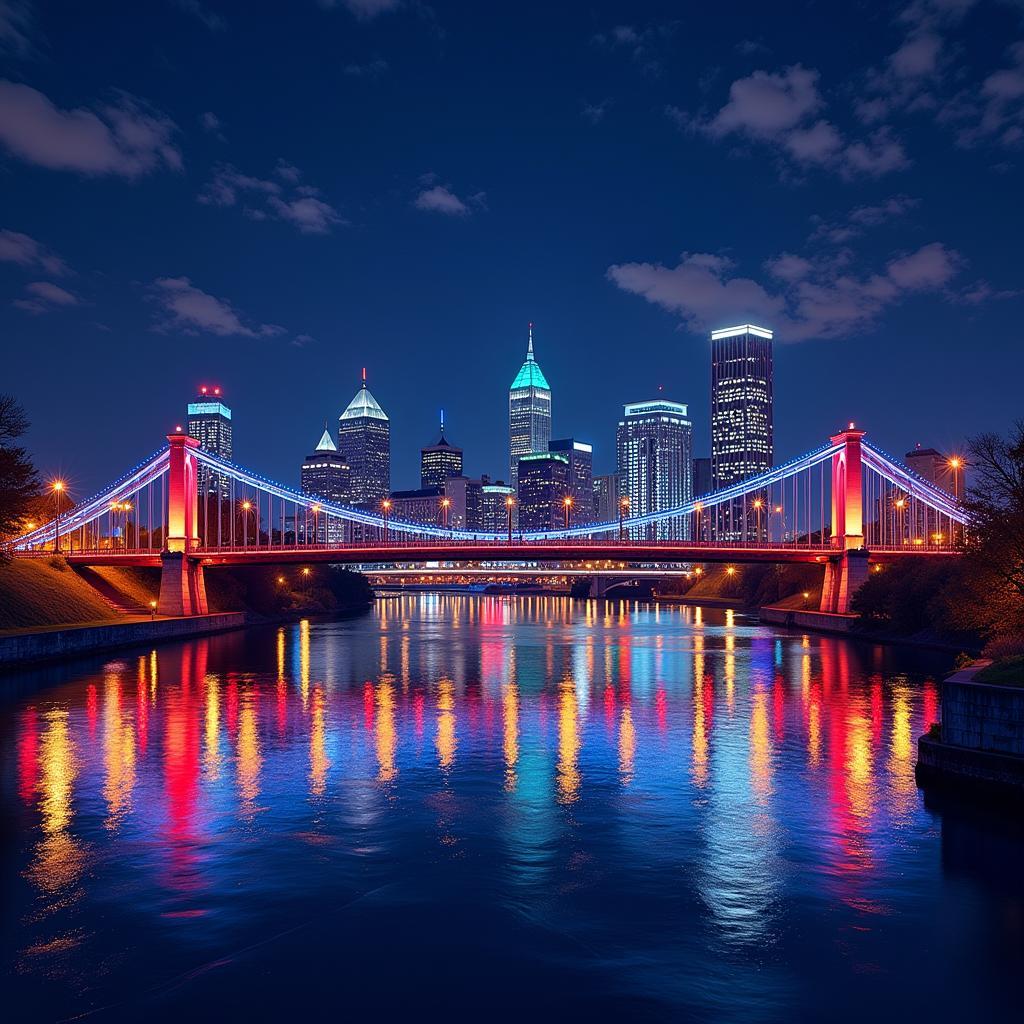 Cincinnati Skyline Digital Art Night View