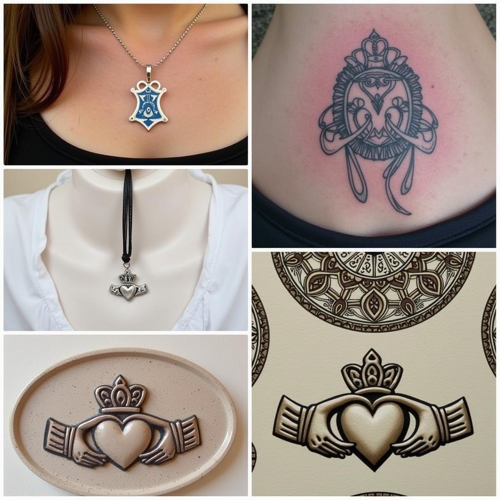 Various expressions of Claddagh art