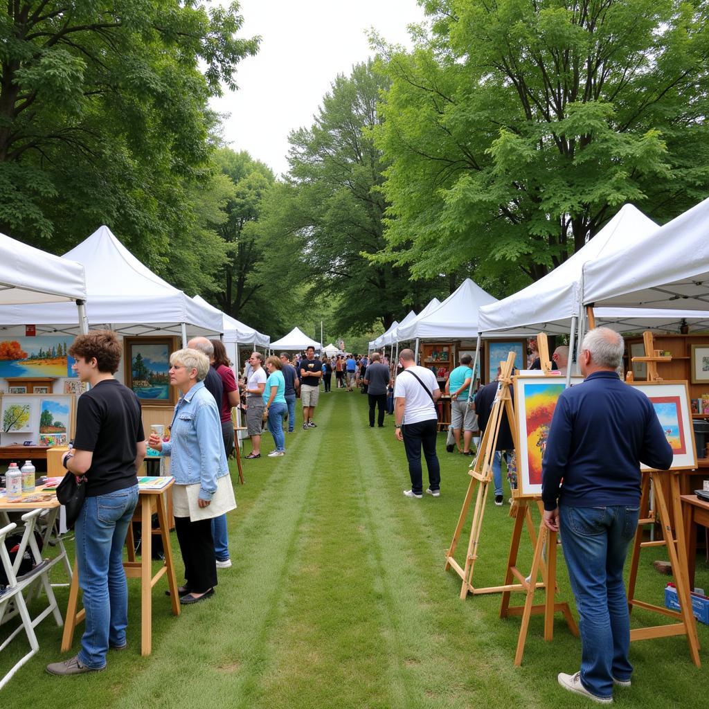 Artists showcasing their paintings at Clarkston Art in the Park