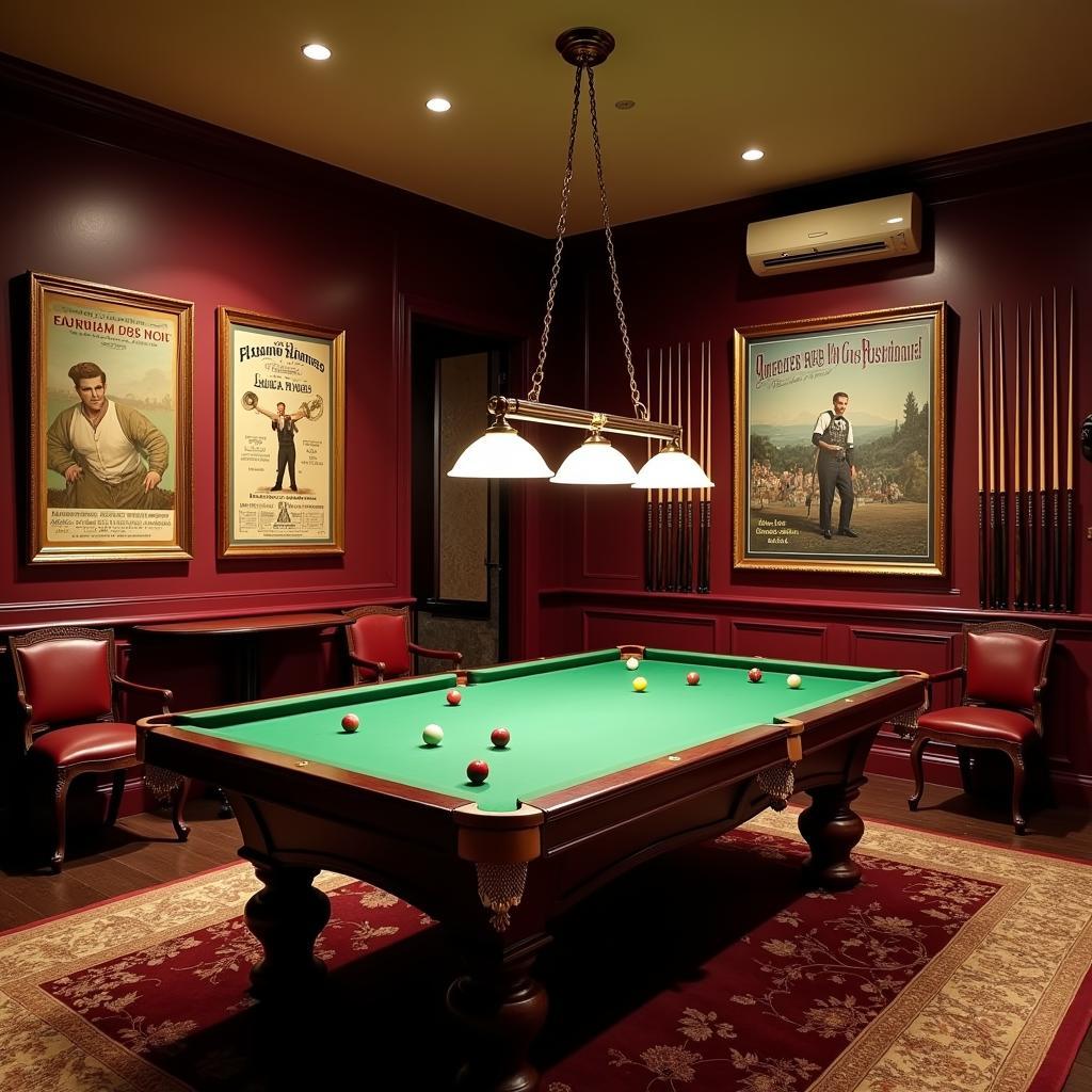 Classic Billiard Room Wall Art: Vintage Posters and Framed Cues