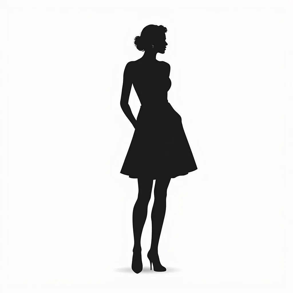 Classic Black and White Woman Silhouette Canvas Art