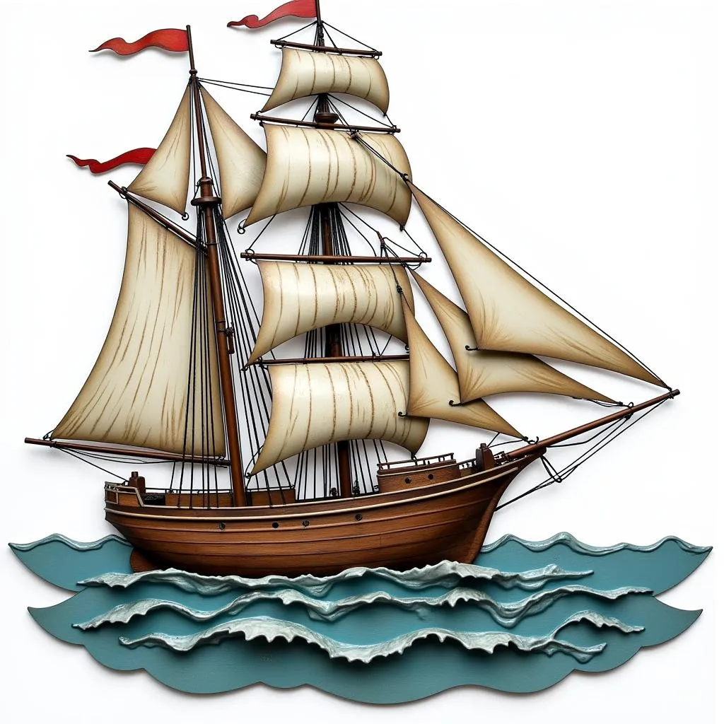 Metal Wall Art Featuring a Classic Sailing Boat