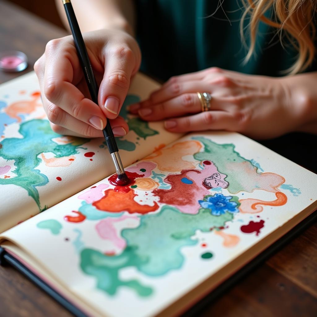 Woman Creating Cleanse Art in Her Journal