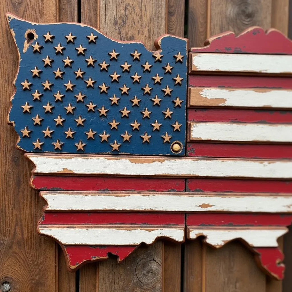 Rustic wooden American flag wall art